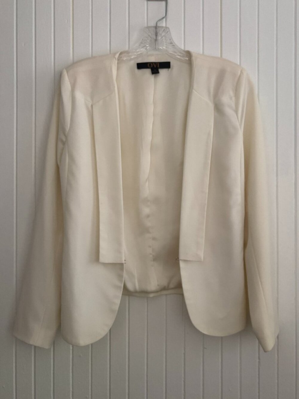 Open Front Drape Blazer - White / Cream